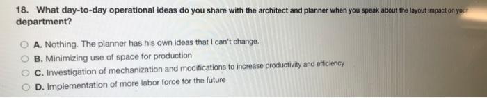 18. What day-to-day operational ideas do you