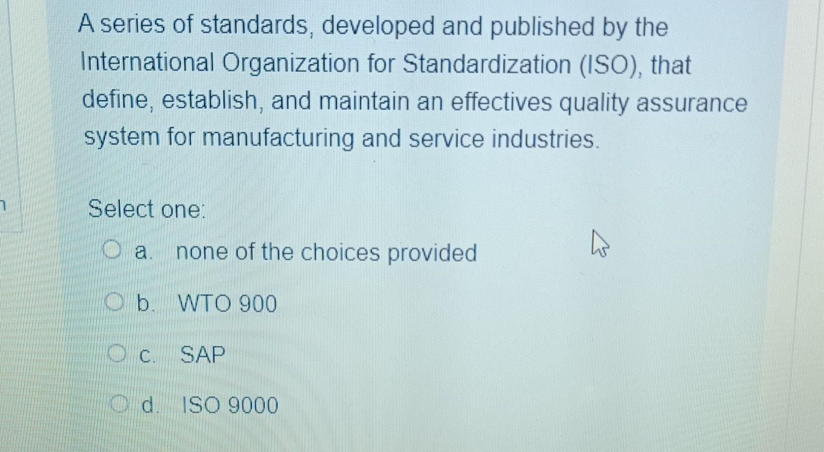 A series of standards, developed and published by