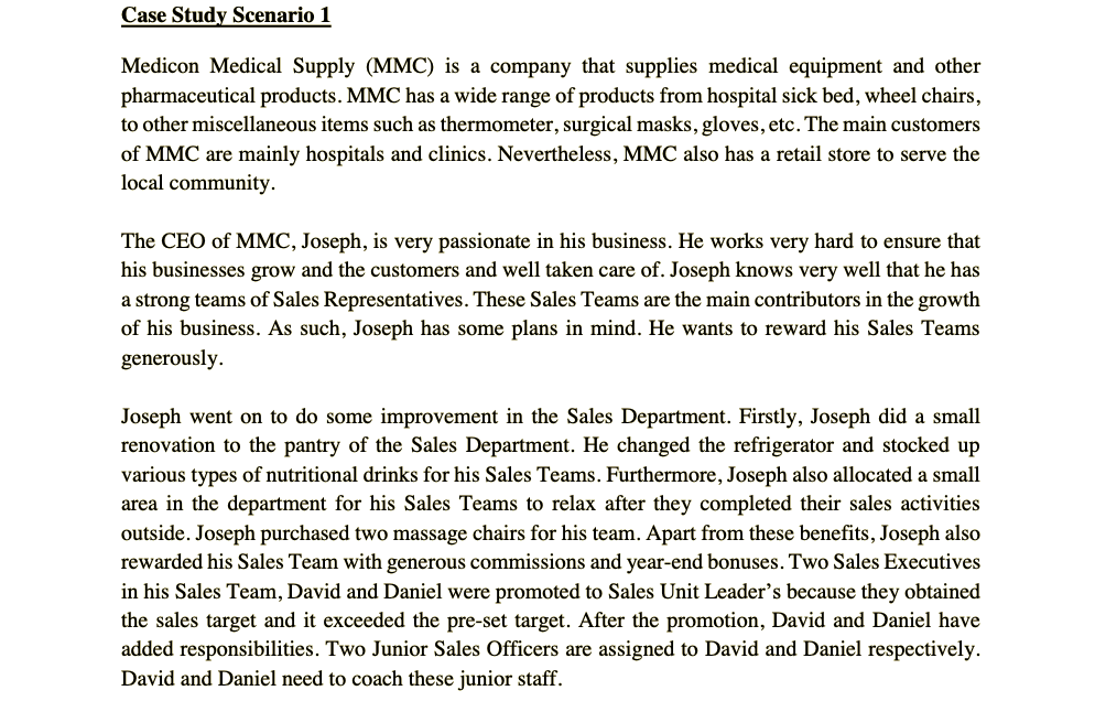 I need the answer asap Case Study Scenario 1