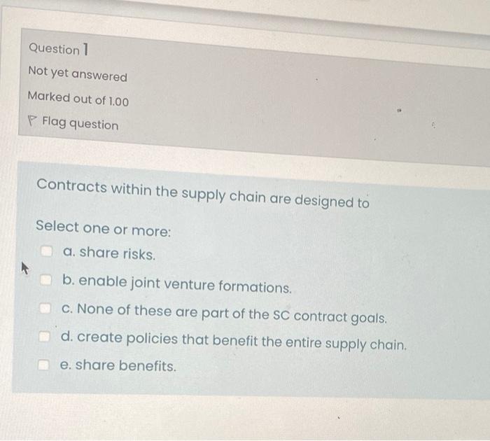 Question 1 Not yet answered Marked out of 1.00 P