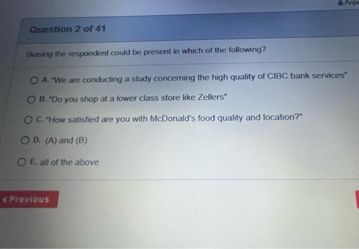 Anje Question 2 of 41 Beasing the respondent