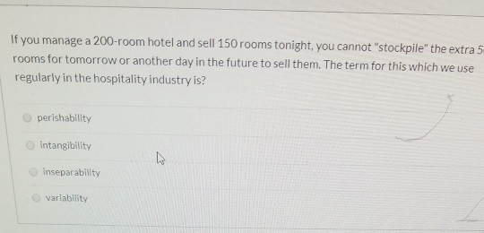 If you manage a 200-room hotel and sell 150 rooms