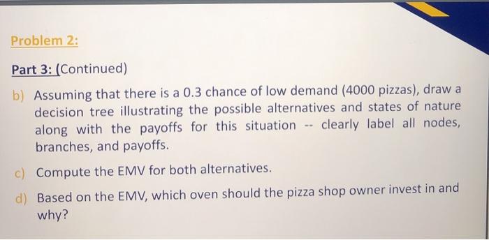 Problem 2: Part 3: The owner further assumes that