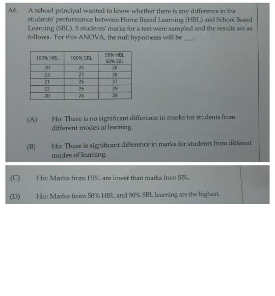 A6. A school principal wanted to know whether