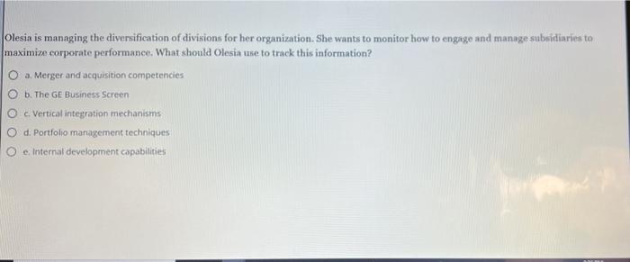 Olesia is managing the diversification of