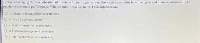 Olesia is managing the diversification of