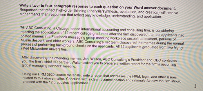 Write a two-to four-paragraph response to each