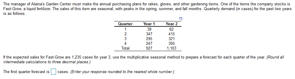 The manager of Alaina's Garden Center must make