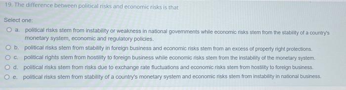19. The difference between political risks and