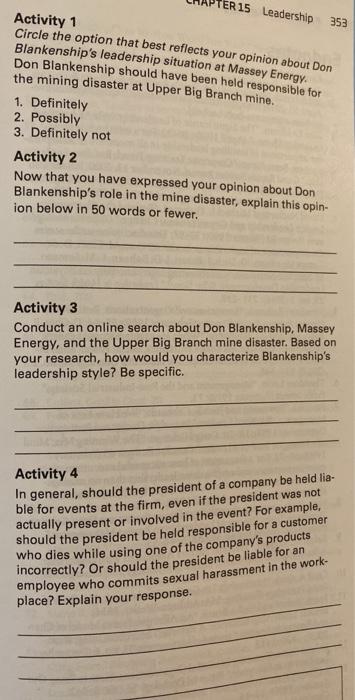 TER 15 Leadership 353 Activity 1 Circle the