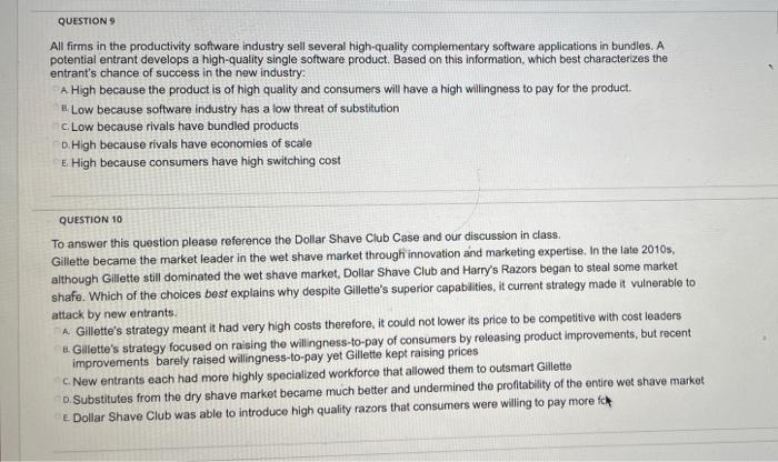 QUESTIONS All firms in the productivity software