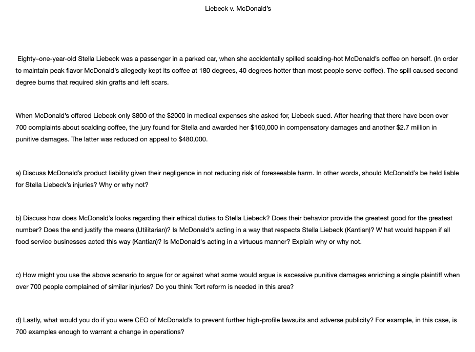 Liebeck v. McDonald's Eighty-one-year-old Stella