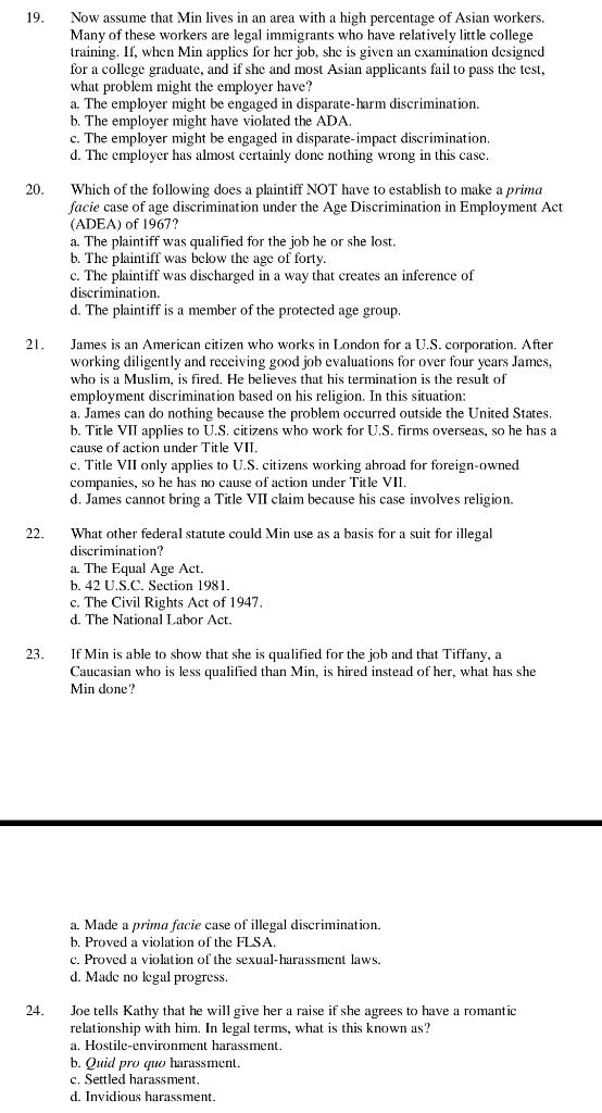 Subject: Business law I need only correct answer