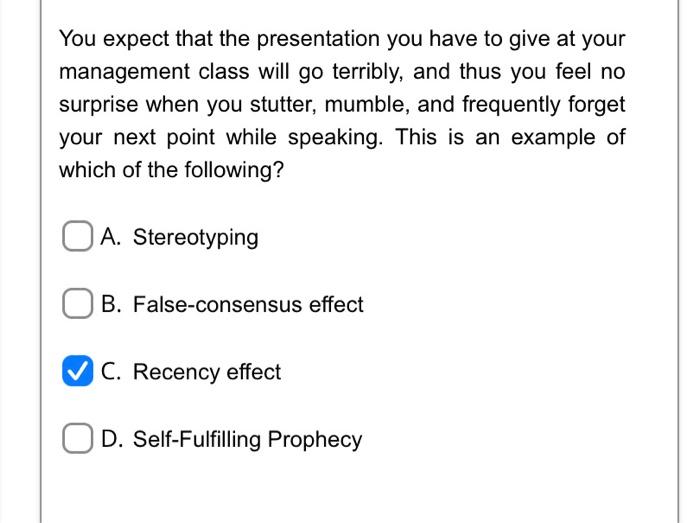 You expect that the presentation you have to give