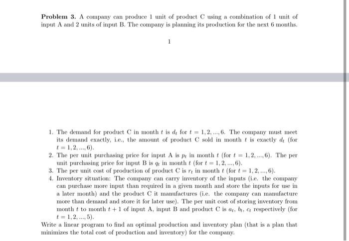need the linear program and not the solution.