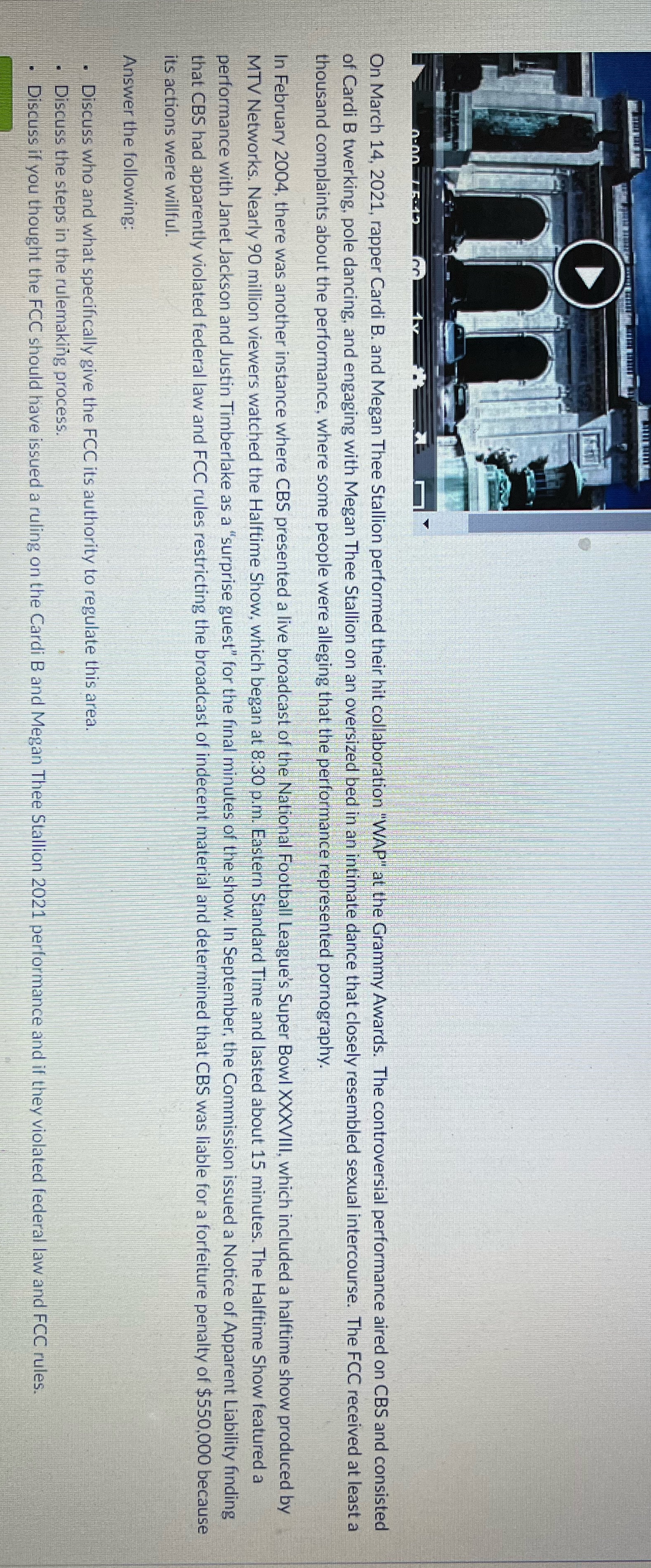 Business Law 1-00 On March 14, 2021, rapper Cardi