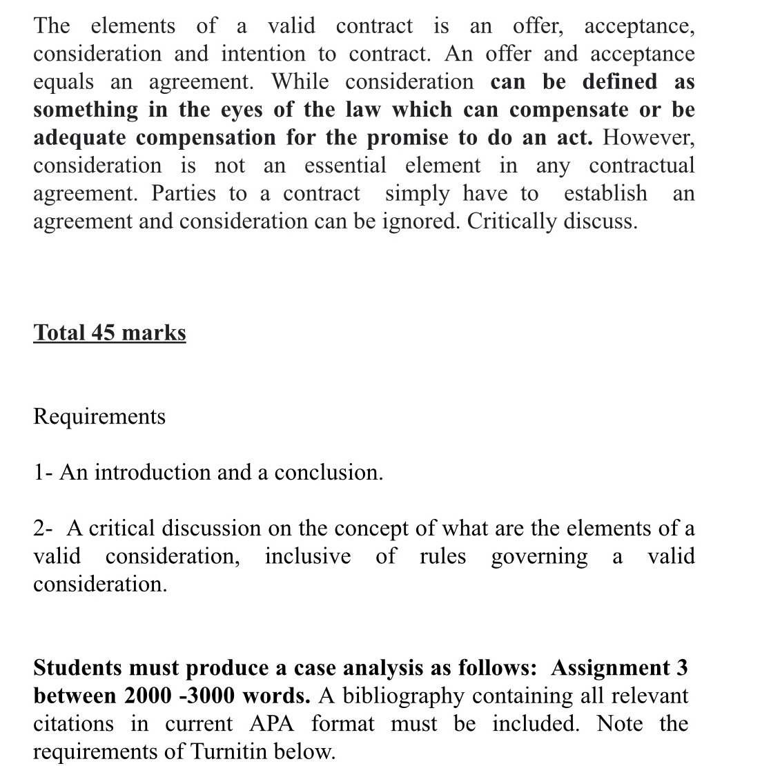 The elements of a valid contract 1s an offer,