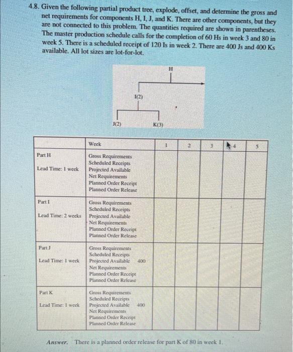 please help 4.8. Given the following partial