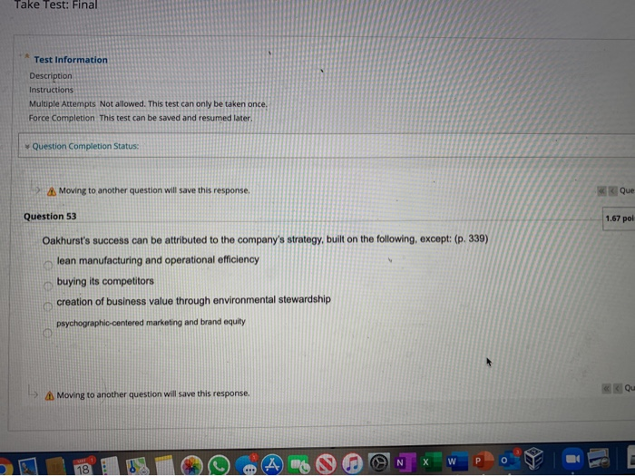 Take Test: Final Test Information Description