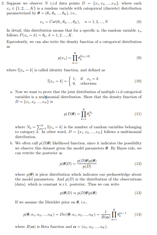 3. Suppose we observe N i.i.d data points D =