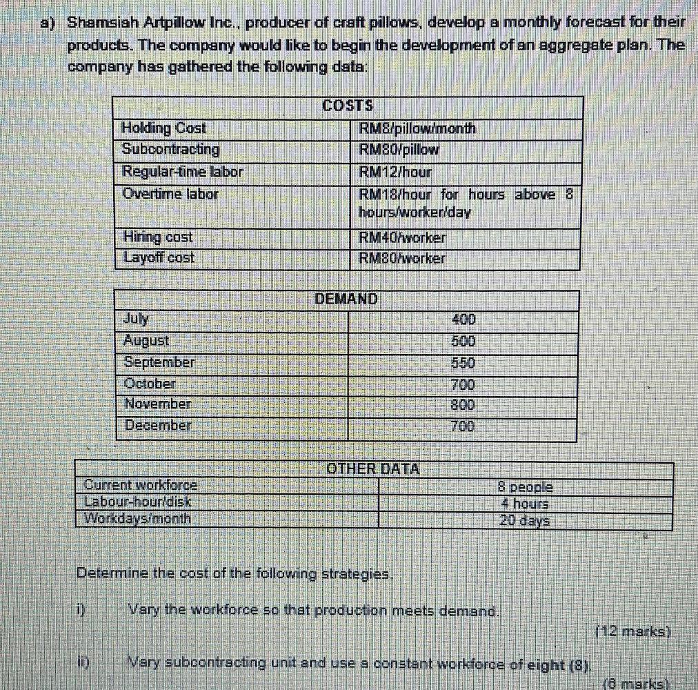 HOw to answer question a(ii) . Please provide