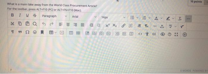 10 points What is a main take away from the World