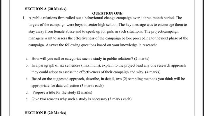 SECTION A (20 Marks) QUESTION ONE 1. A public