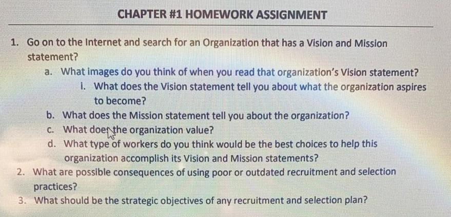 CHAPTER #1 HOMEWORK ASSIGNMENT 1. Go on to the