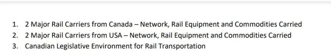 1. 2 Major Rail Carriers from Canada - Network,