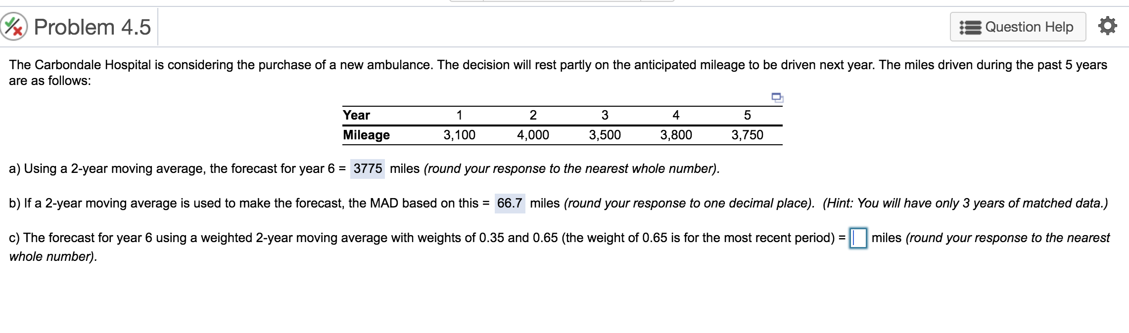 % Problem 4.5 Question Help The Carbondale