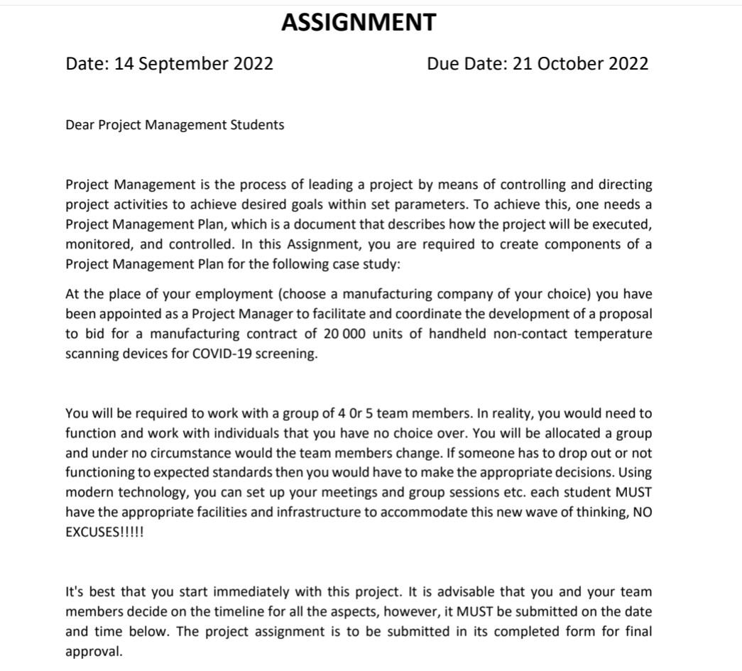 I need number five ( the wbs) ASSIGNMENT Date: 14