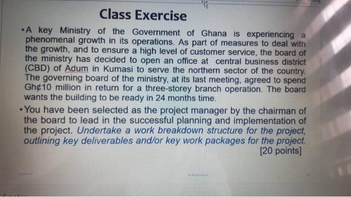 Class Exercise - A key Ministry of the Government