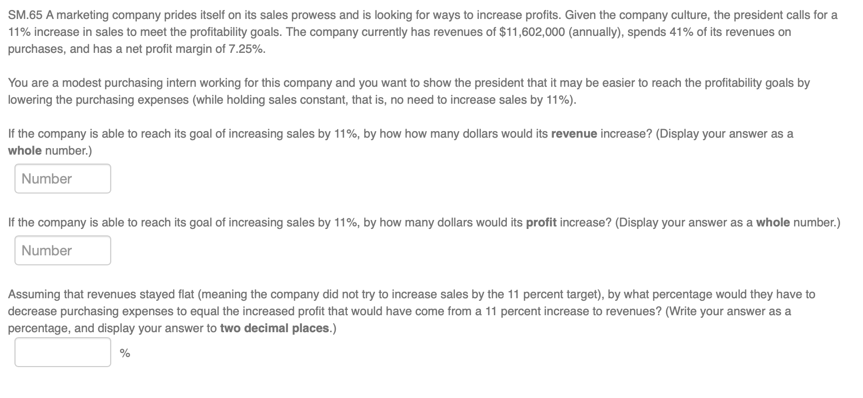 SM.65 A marketing company prides itself on its