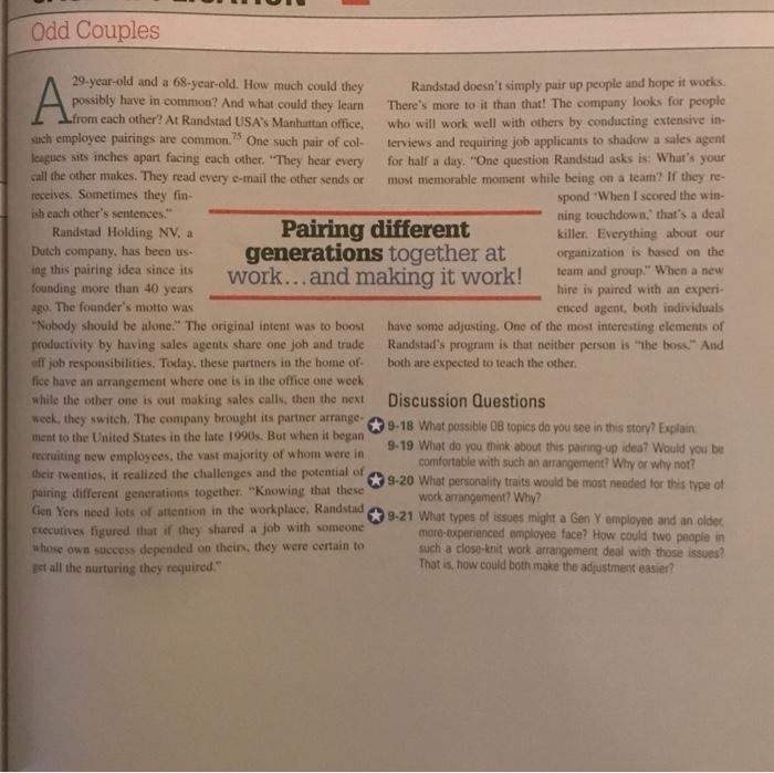Odd Couples A 29-year-old and a 68-year-old. How