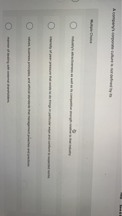 Help Save & E A company's corporate culture is