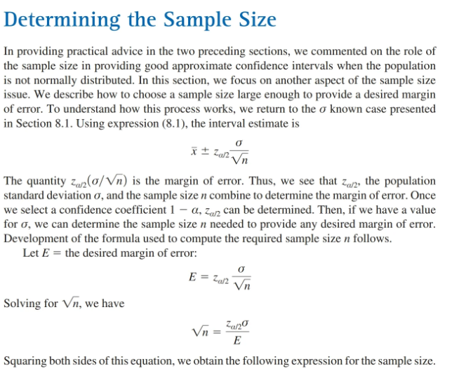 "Determining the Sample Size". Based on what you