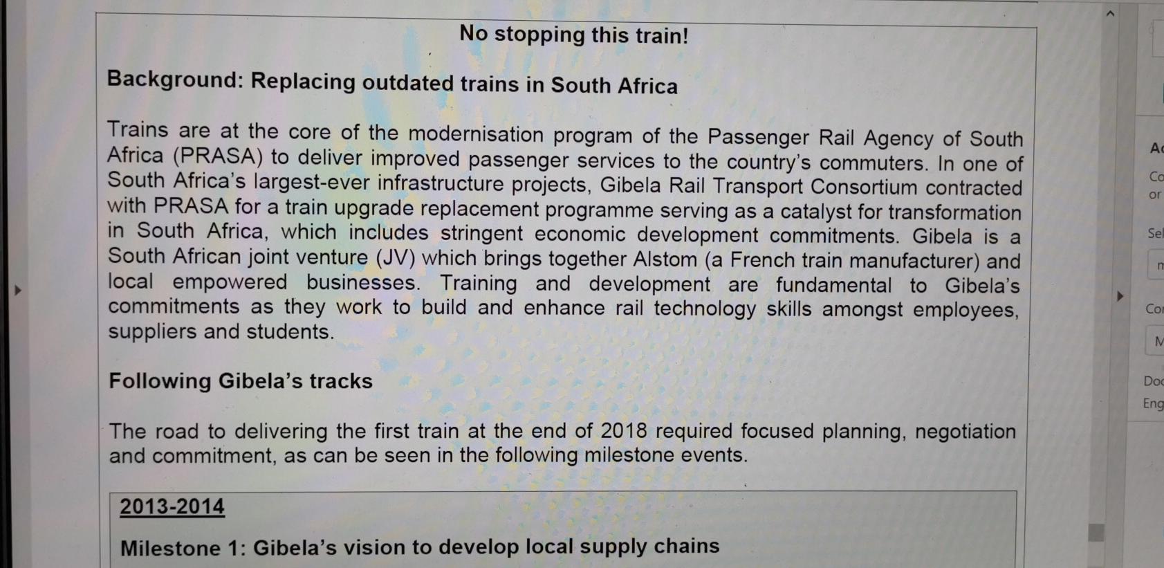 No stopping this train! Background: Replacing