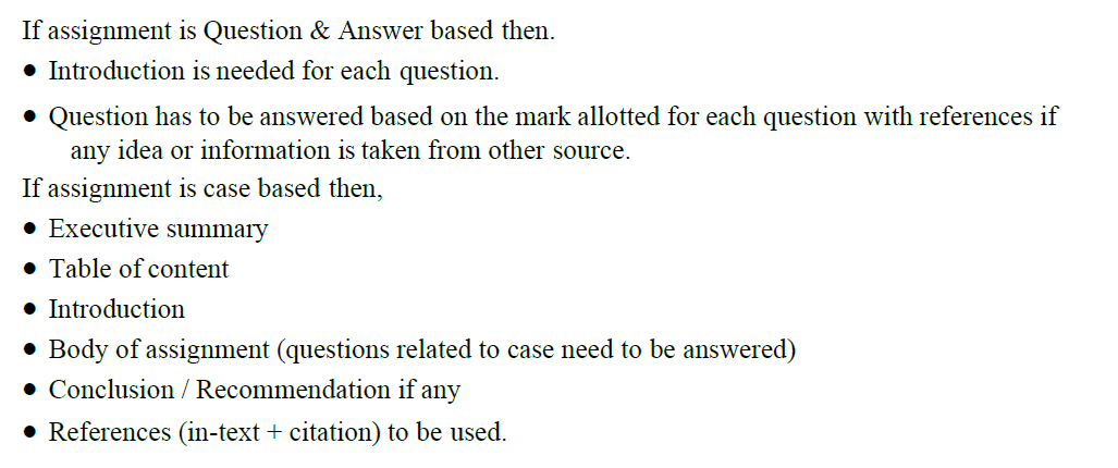 If assignment is Question & Answer based then.