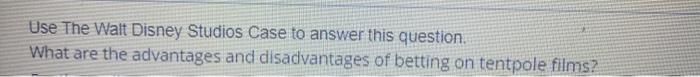 Use The Walt Disney Studios Case to answer this