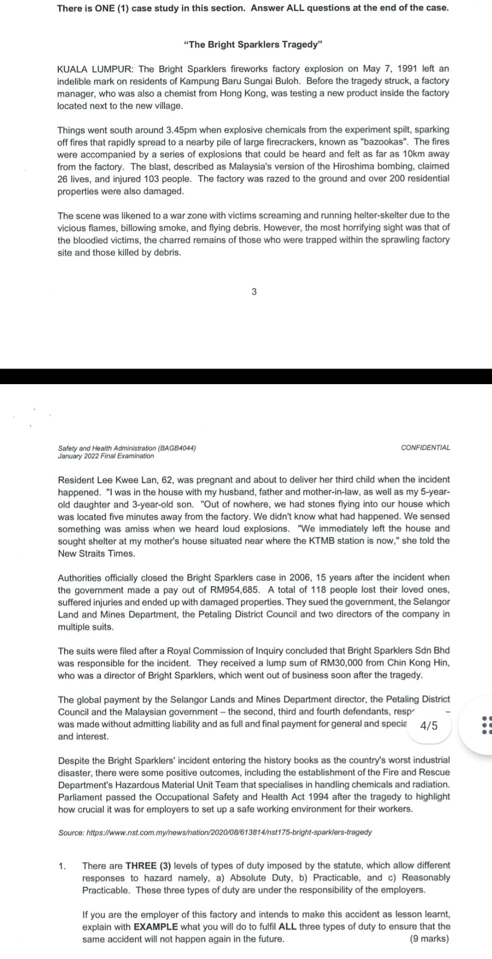 Q3 There is ONE (1) case study in this section.