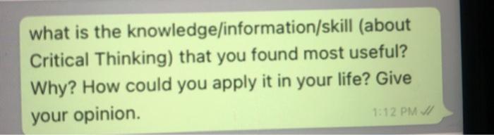 what is the knowledge/information/skill (about