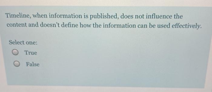 Timeline, when information is published, does not