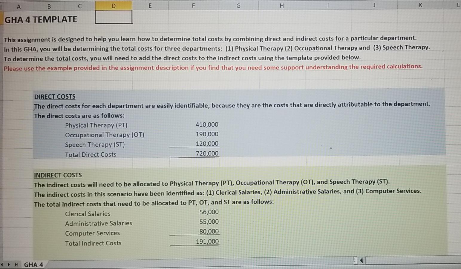 A B C D E F G H L GHA 4 TEMPLATE This assignment
