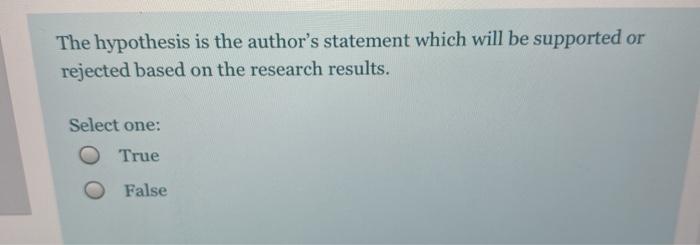 The hypothesis is the author's statement which