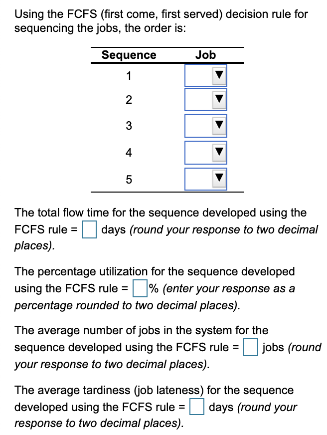 Using the FCFS (first come, first served)