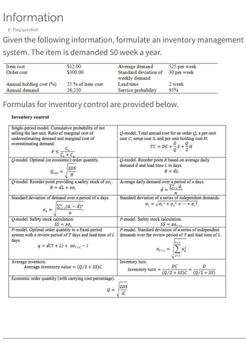 what is the reoder point (correct answer is