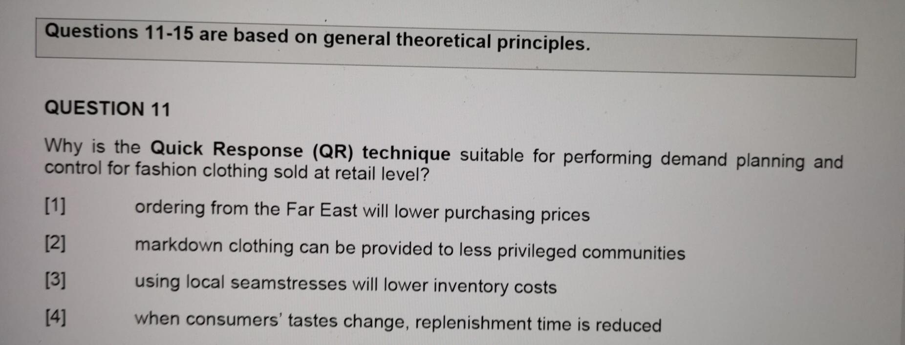 Questions 11-15 are based on general theoretical