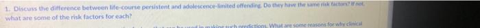1. Discuss the difference between life course
