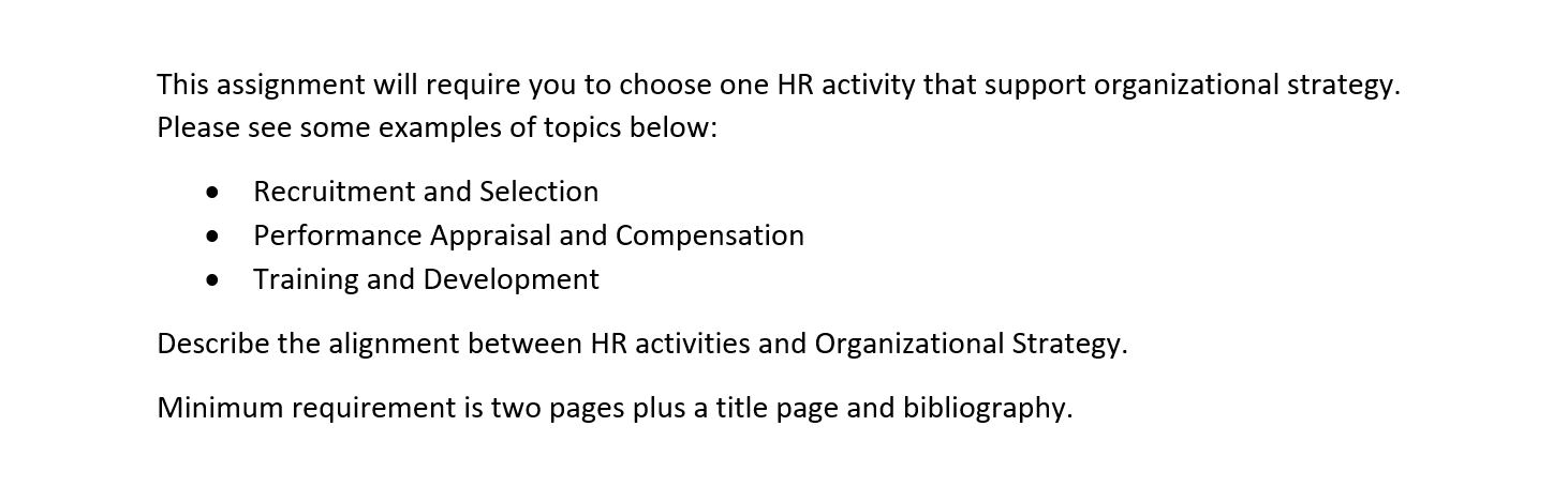 This assignment will require you to choose one HR