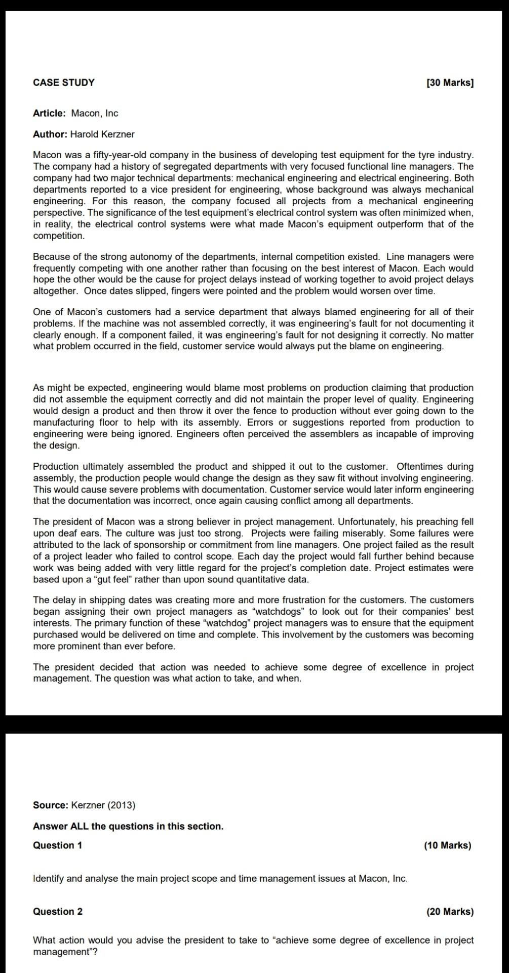 CASE STUDY [30 Marks] Article: Macon, Inc Author: